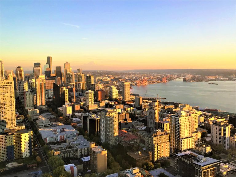 seattle coucher de soleil depuis laspace needle