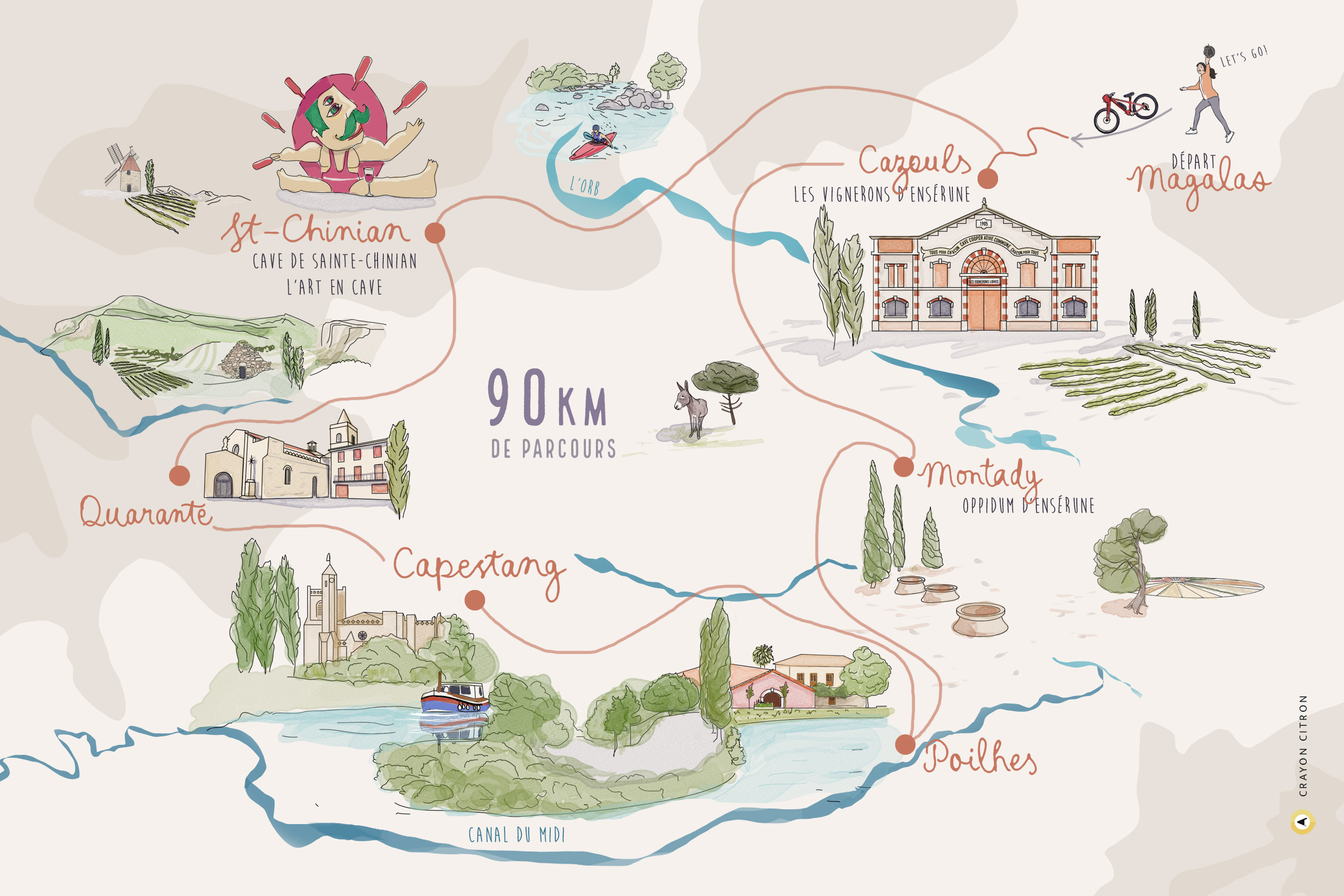 Carte parcours oevelo hérault