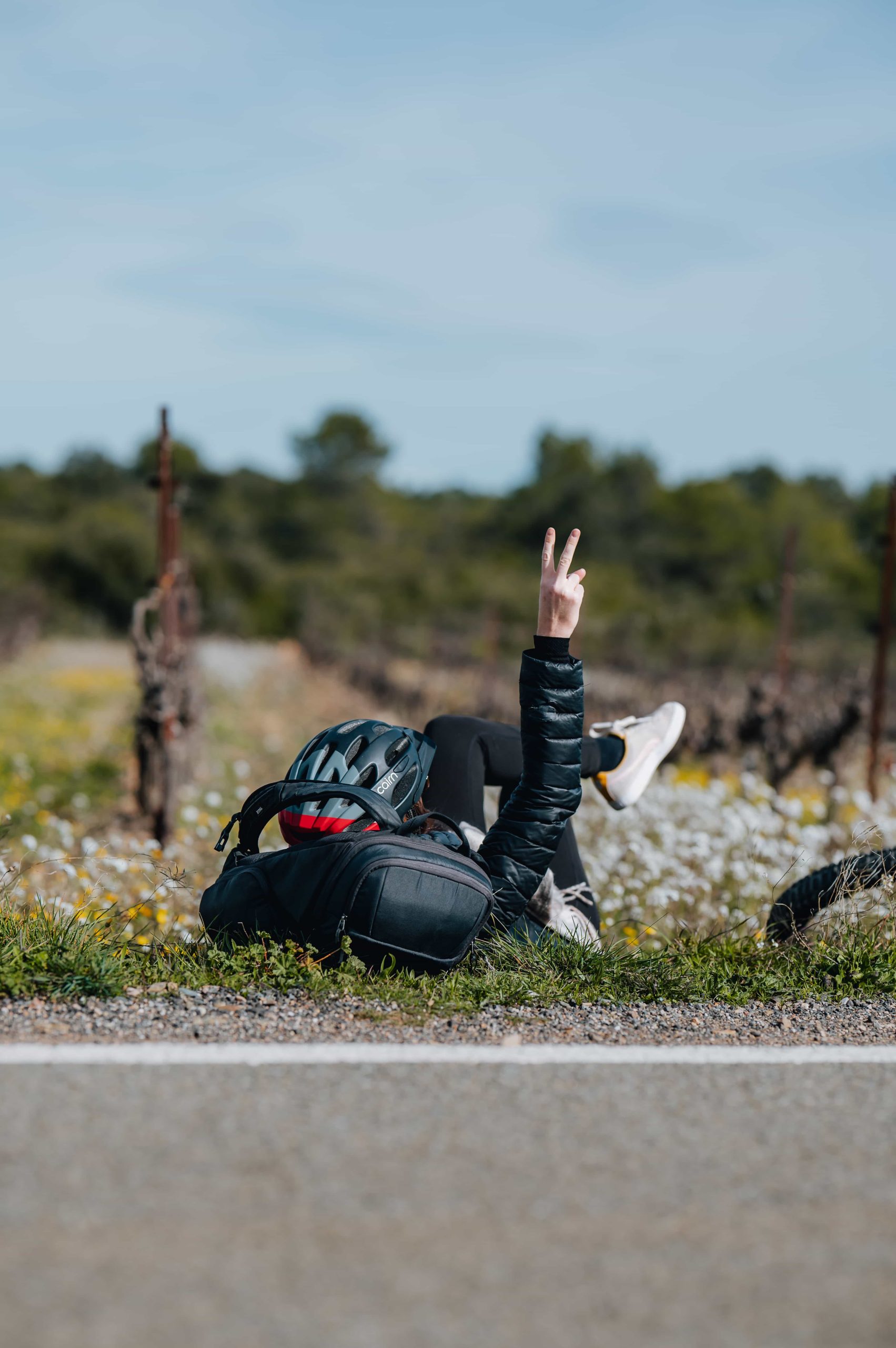 pause bien méritée sur l'itinéraire velo de l'Hérault